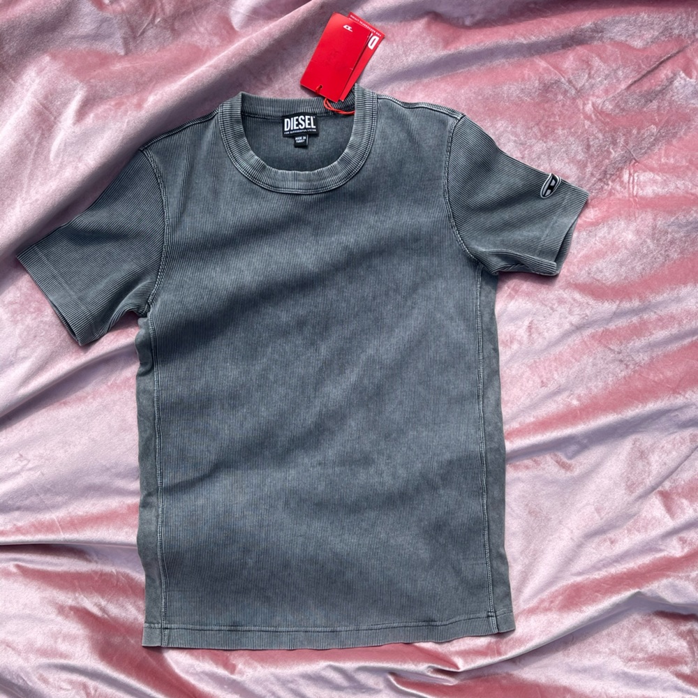 Men’s Diesel Designer Shirt Gray Ribbed Design
